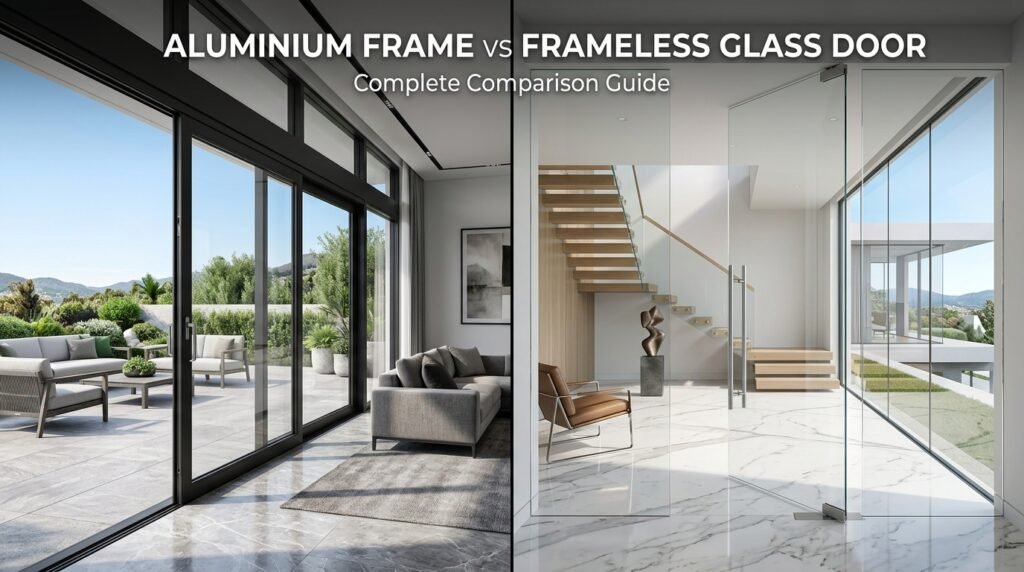 Aluminium frame vs frameless glass door