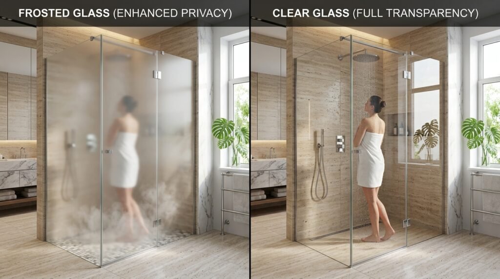 frosted vs clear glass for bathroom privacy