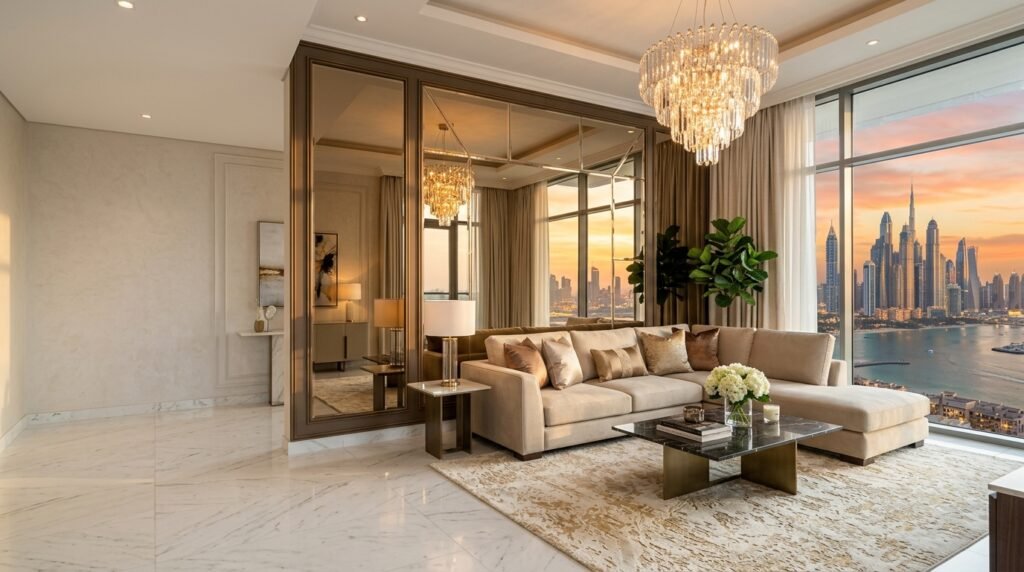 Custom mirror ideas for Dubai living rooms